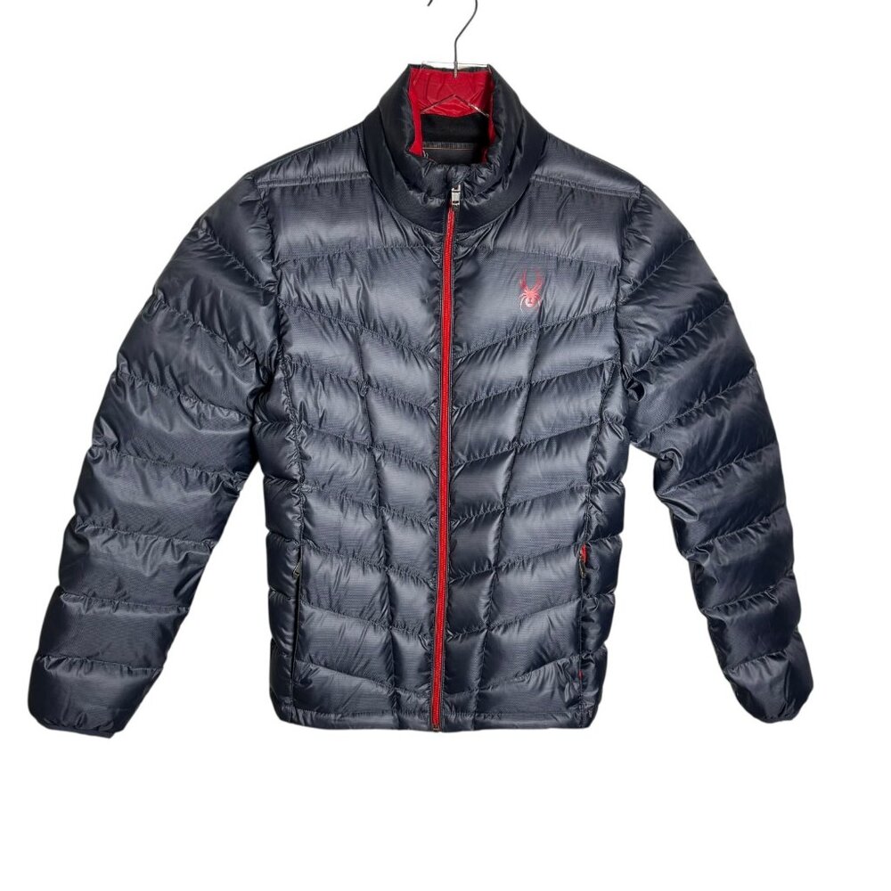 Spyder Men's Puffer Jacket - Charcoal with Crimson Highlights